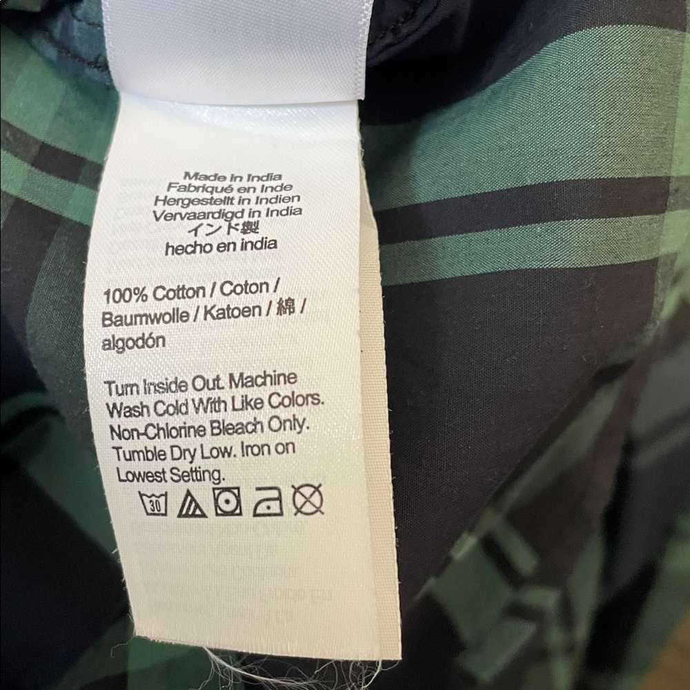 J. Crew Classic Plaid Blouse in Green and Navy - Picture 6 of 7